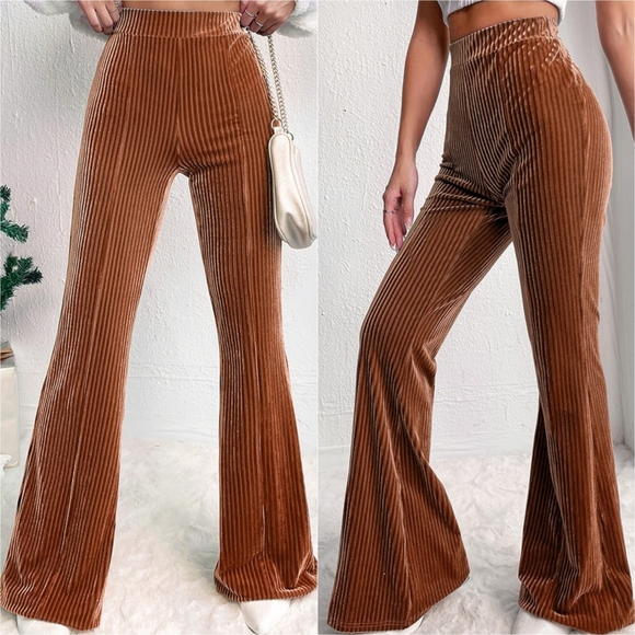 Toasted Toffee Ribbed Bootcut Pants - Picture 2 of 10